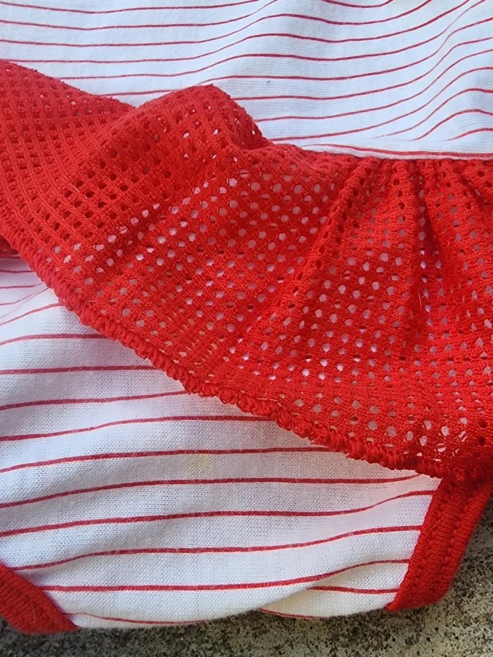 VTG Romp Around‎ By Kent Red White Striped Infant Mesh Skirt Tennis Bodysuit, 9M
